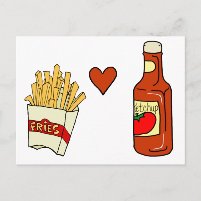 French Fries Love Ketchup Postcard (Front)
