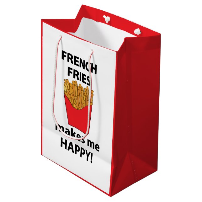 French Fries Makes Me Happy French Fries Medium Gift Bag (Front Angled)