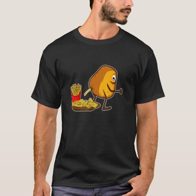 French Fries Potato Pooping Fries Humour T-Shirt (Front)