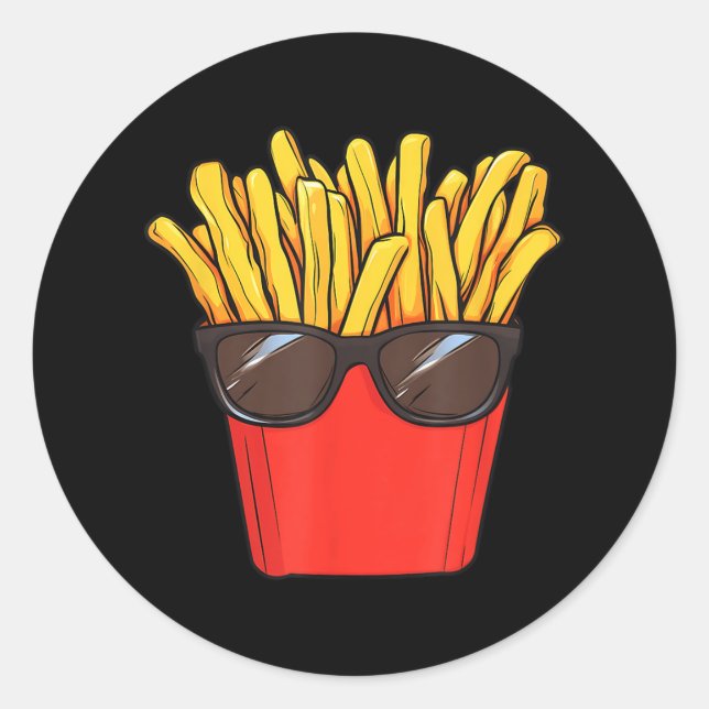 French Fries Potato Sungles  Classic Round Sticker (Front)