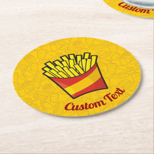 French Fries Round Paper Coaster