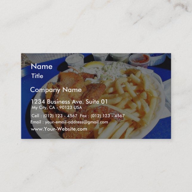 French Fries Shrimp Crab Cakes Fish Tartar Business Card (Front)