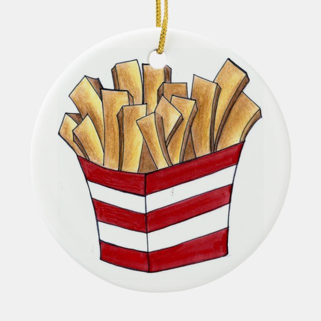 French Fries Small Fry Chips Fast Food Foodie Ceramic Tree Decoration (Front)