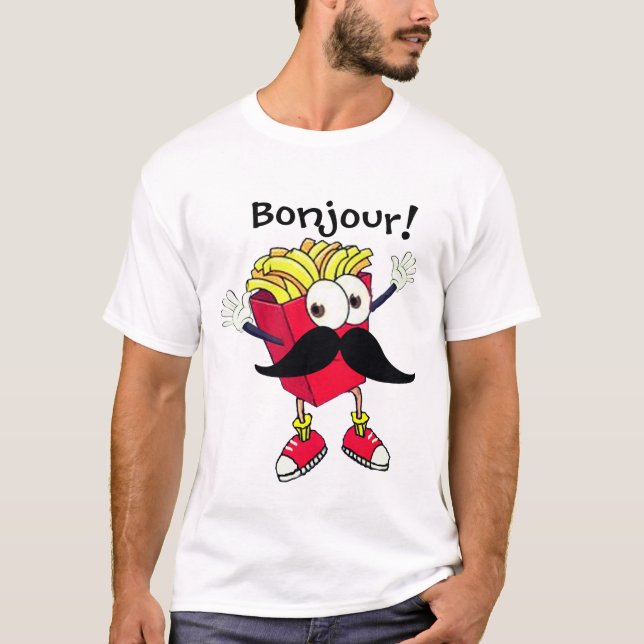 "French Fries",  Trending Word Bonjour T-Shirt (Front)