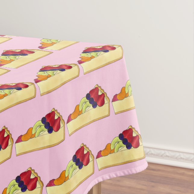 French Fruit Custard Tart Dessert Pie Slice Baking Tablecloth (In Situ)