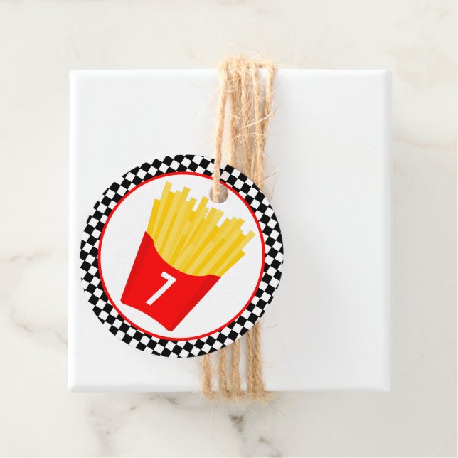 French Fry Birthday Party Favour Tags (In Situ)