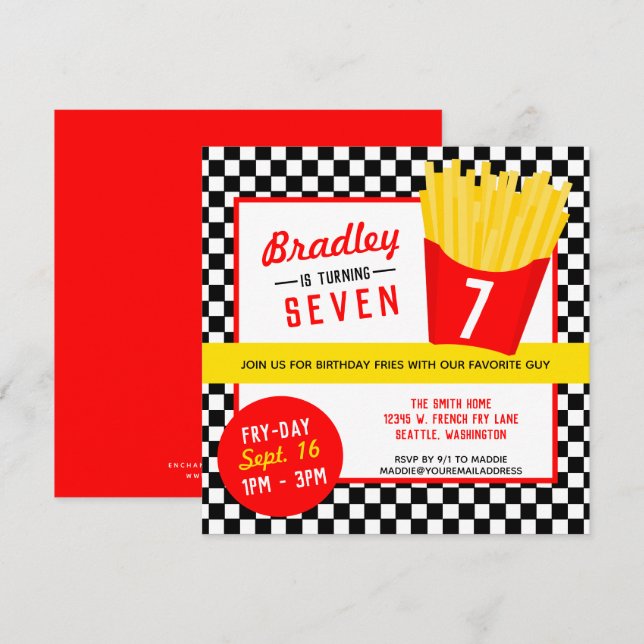 French Fry Birthday Party Invitation (Front/Back)