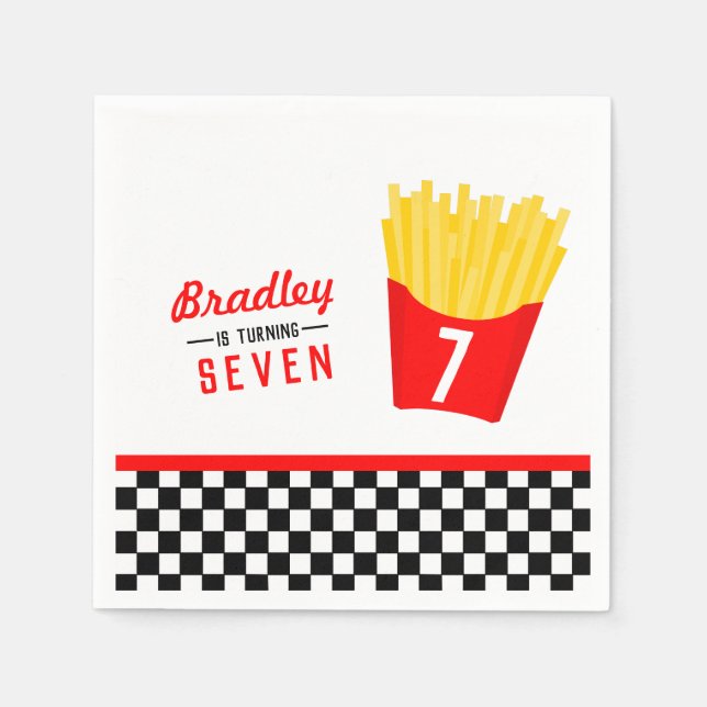 French Fry Birthday Party Napkin (Front)