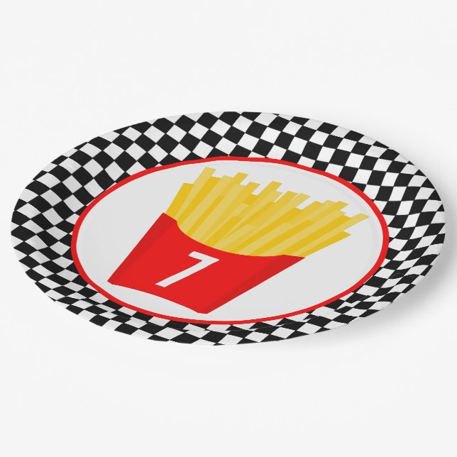 French Fry Birthday Party Paper Plate (Angled)