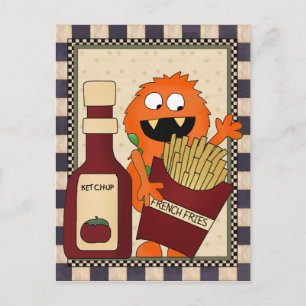 French Fry Monster cartoon postcard