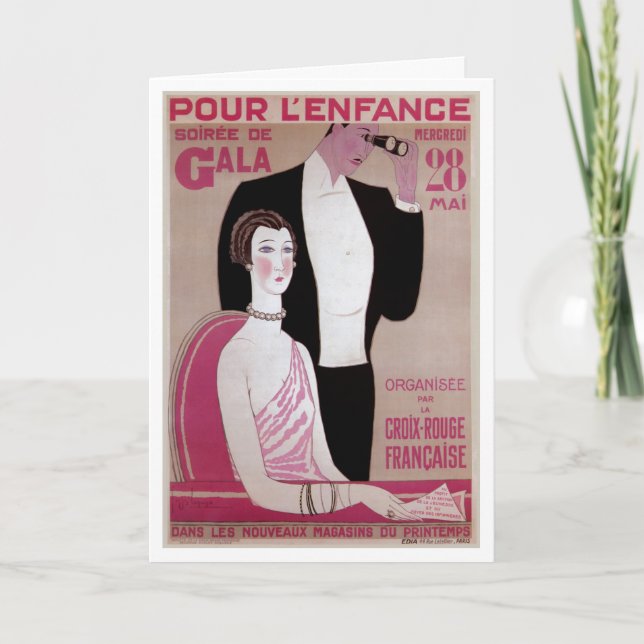 "FRENCH GALA" ART DECO VINTAGE  POSTERART GREETING CARD (Front)