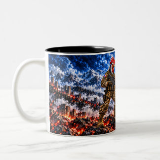 French Gallic Rooster Tactical Warrior Cof Two-Tone Coffee Mug