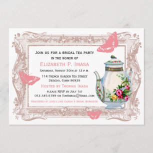 French Garden Bridal Tea Party Invitation