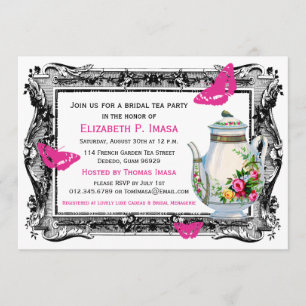 French Garden Bridal Tea Party Invitation