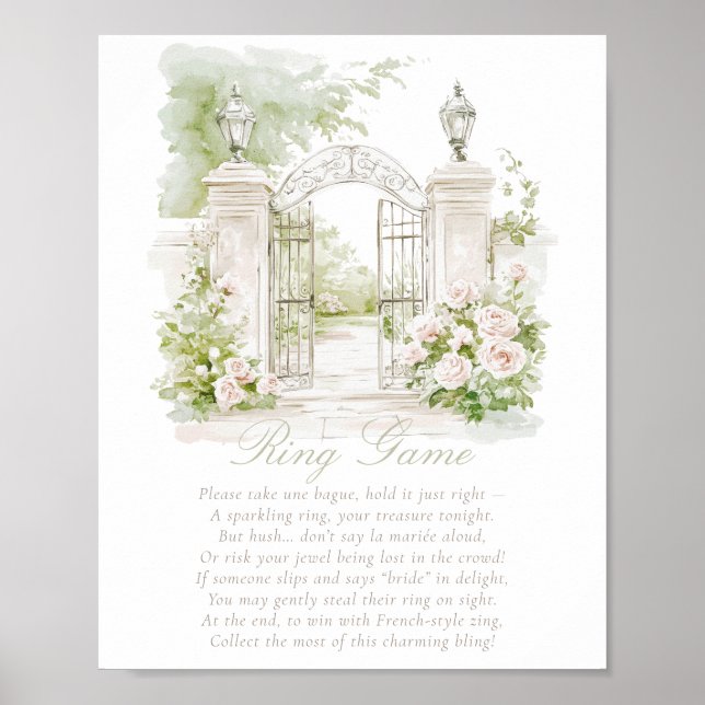 French Garden Chateau Pastel Ring Game Bridal  Poster (Front)