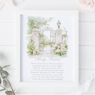French Garden Chateau Pastel Ring Game Bridal  Poster
