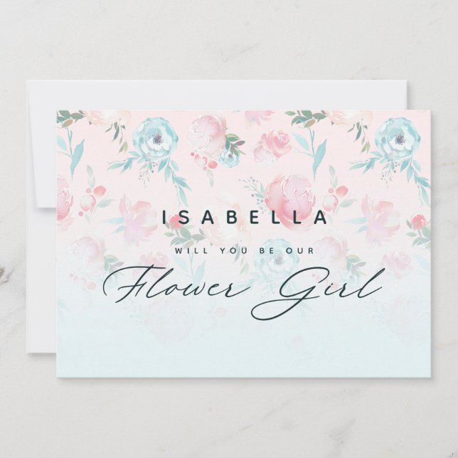 French Garden Floral Flower Girl Proposal Card (Front)