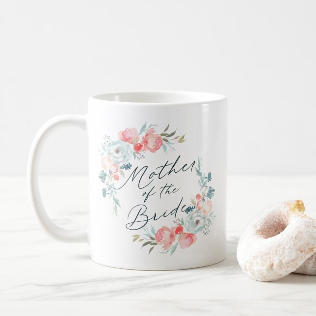 French Garden Floral Peony Mother of the Bride Coffee Mug (With Donut)