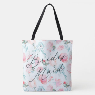 French Garden Floral Peony Personalised Bridesmaid Tote Bag