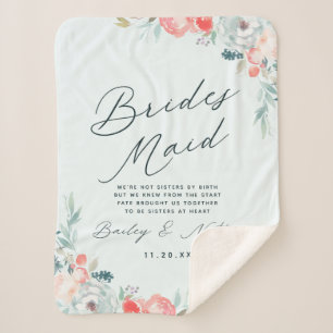 French Garden Floral Peony To My Bridesmaids Quote Sherpa Blanket