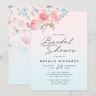 French Garden Floral Peony Wedding Bridal Shower Invitation
