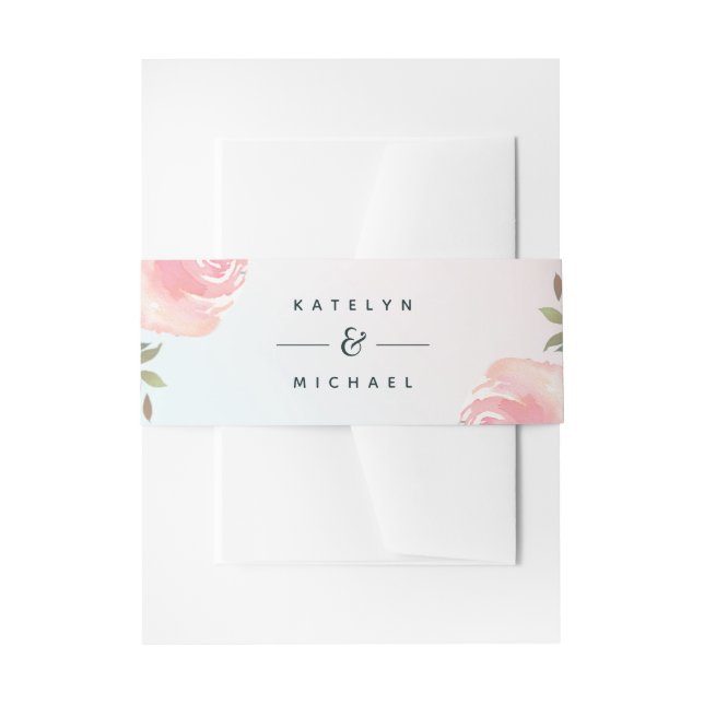 French Garden Floral Peony Wedding Monogram Invitation Belly Band (Front Example)
