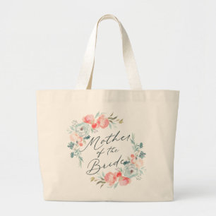 French Garden Floral Wreath Mother of the Bride Large Tote Bag