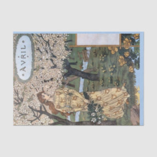 French Garden Lady with Spring Flowers Tissue Paper