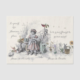 French Garden Sayings Girl Flowers Watering Can Tissue Paper