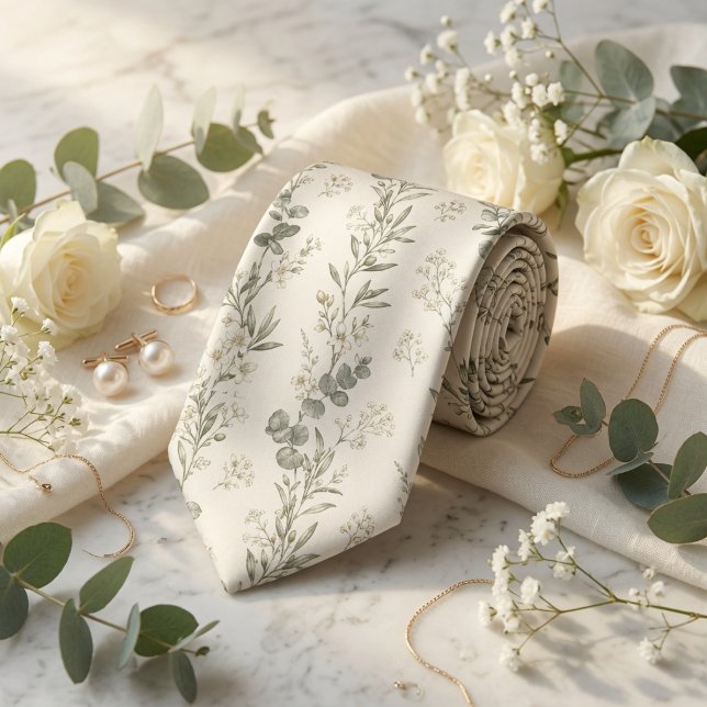 French Garden Toile Botanical Tie (Creator Uploaded)