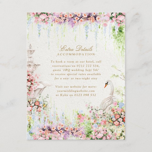 French Garden Wedding Accommodation Enclosure Card (Front)