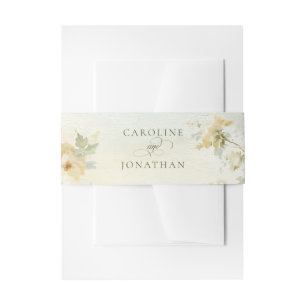 French Garden Wedding Romantic Watercolor Regency Invitation Belly Band