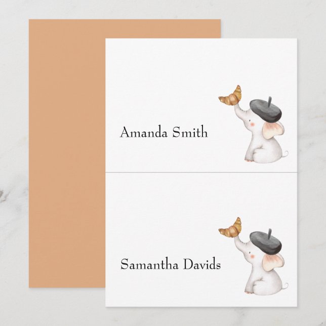 French Gender Neutral Baby Shower Place Card (Front/Back)