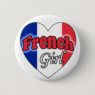 French Girl 6 Cm Round Badge