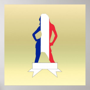 French girl on gold background poster