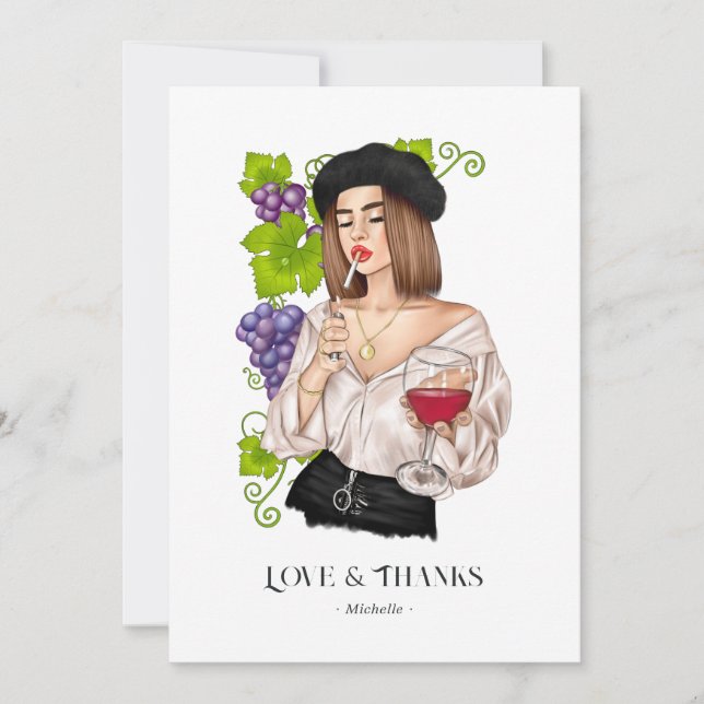 French Girl Wine Tasting Thank You Card (Front)