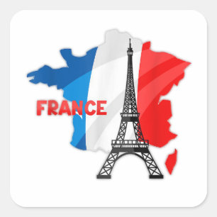 French girls, france flag kids, france women square sticker