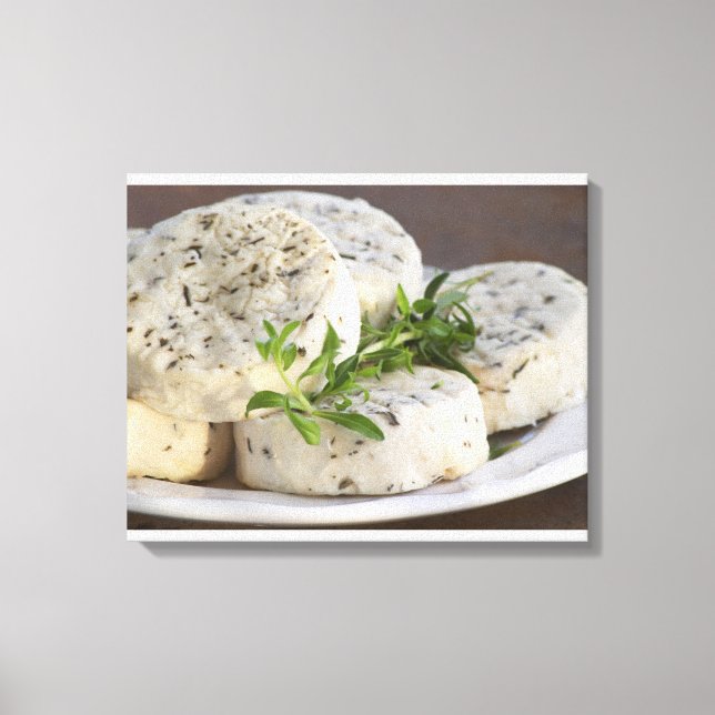 French goat cheese - chevre - with herbs on a canvas print (Front)