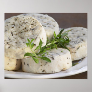 French goat cheese - chevre - with herbs on a poster