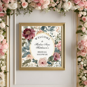 French Gold Floral Elegant Bridal Shower Tea Poster