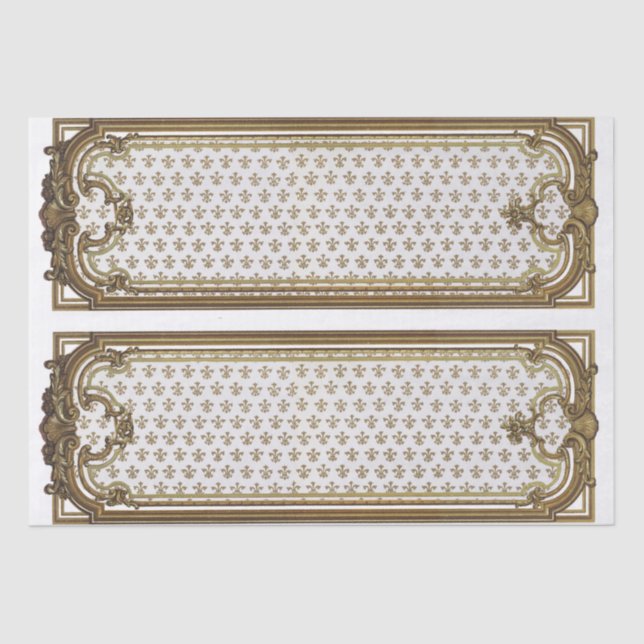 French Gold Frame Furniture Decoupage Fleur de Lis Tissue Paper (Front)