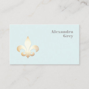 French Gold Leaf Fleur de Lis Light Blue Business Card