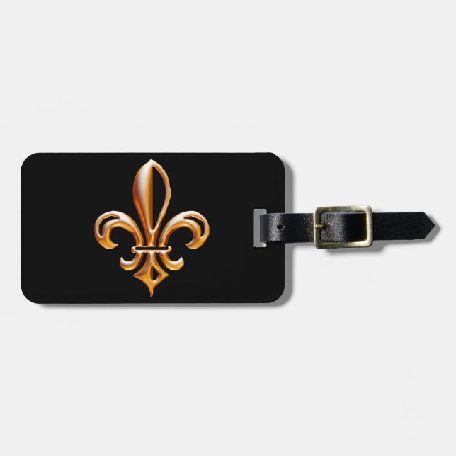 French Golden Fleur de Lis Luggage Tag (Front Horizontal)