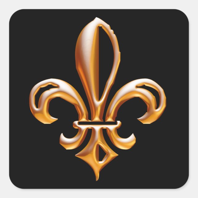 French Golden Fleur de Lis Square Sticker (Front)