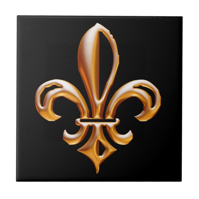 French Golden Fleur de Lis Tile (Front)