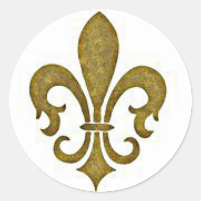 French Golden Gold Fleur-de-lis Flower Stickers (Front)