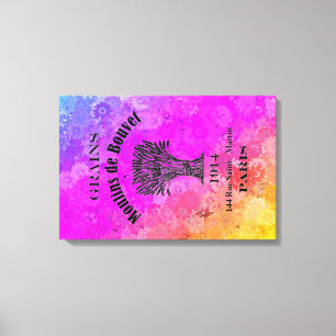 French Grain Sack on Rainbow of Daisies Background Canvas Print
