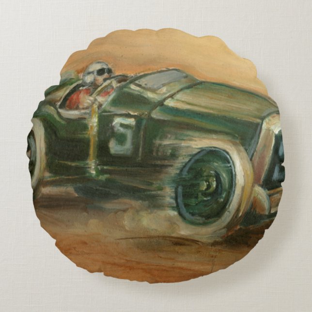 French Grand Prix Racecar by Ethan Harper Round Cushion (Front)