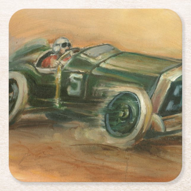 French Grand Prix Racecar by Ethan Harper Square Paper Coaster (Front)
