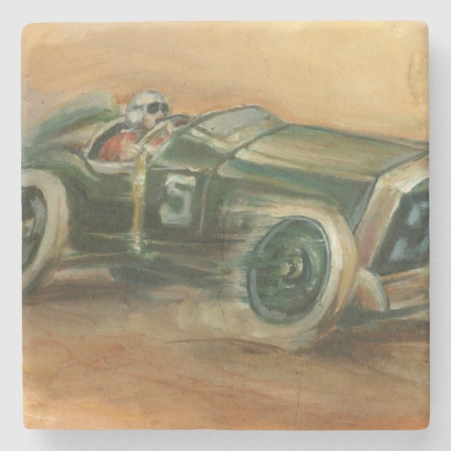 French Grand Prix Racecar by Ethan Harper Stone Coaster (Front)